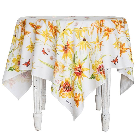 April Cornell Black Eyed Susan Tablecloth 54x54 - Picture 3 of 3